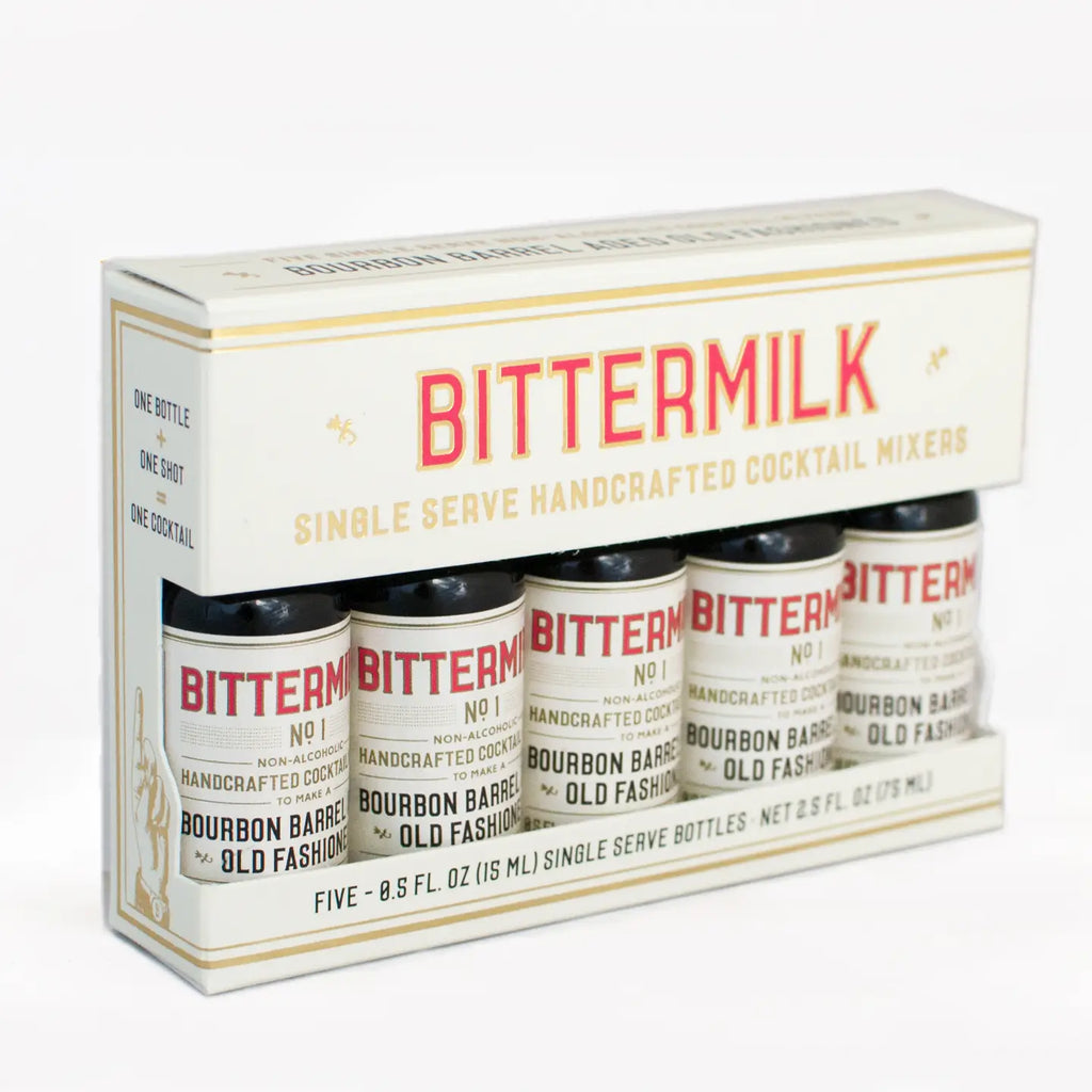 Box of Bittermilk single serve handcrafted cocktail mixers on a white background