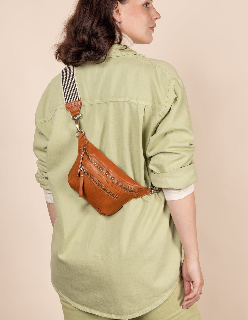 Women wearing Beck's Leather Bum Bag