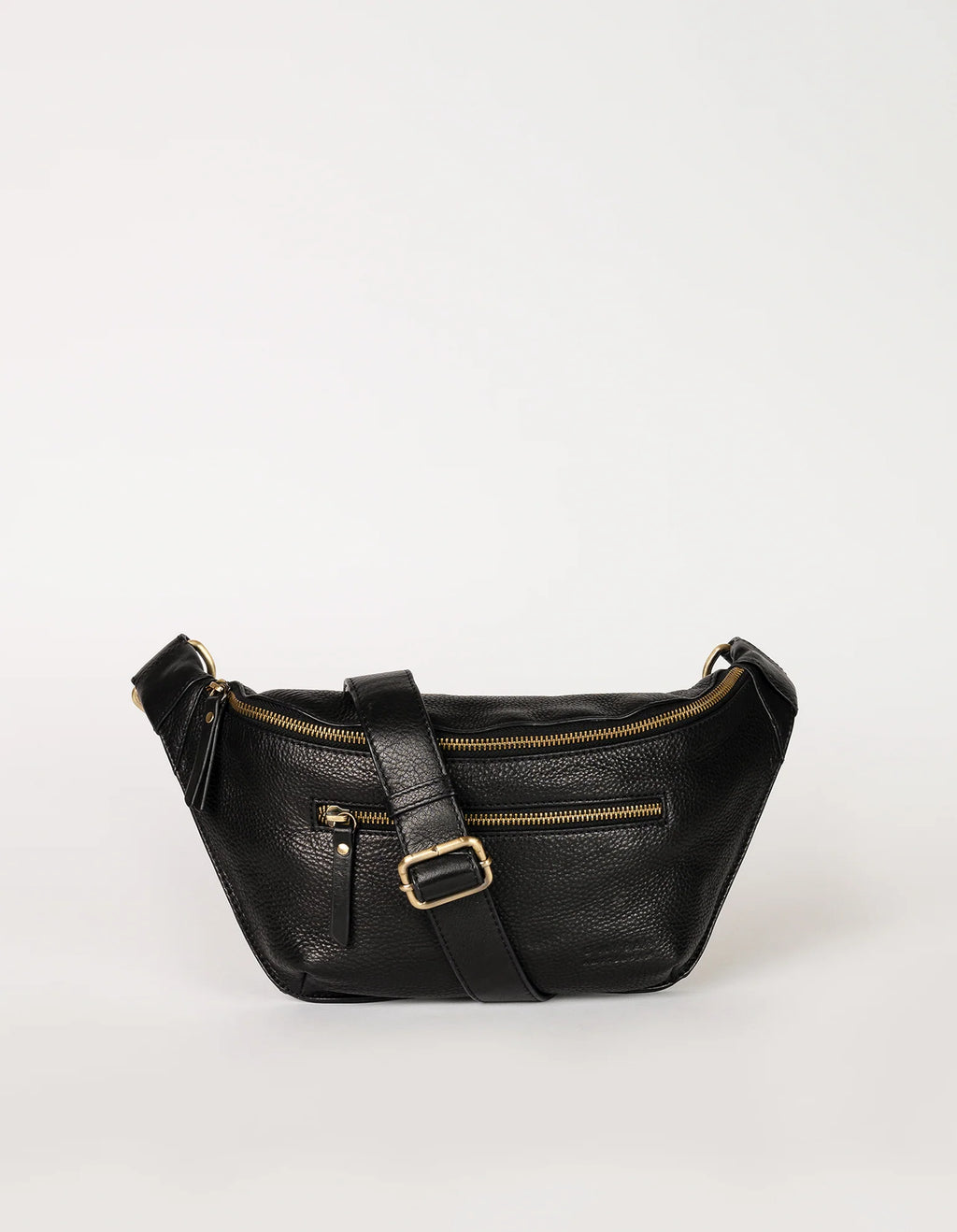 black soft grain leather bum bag