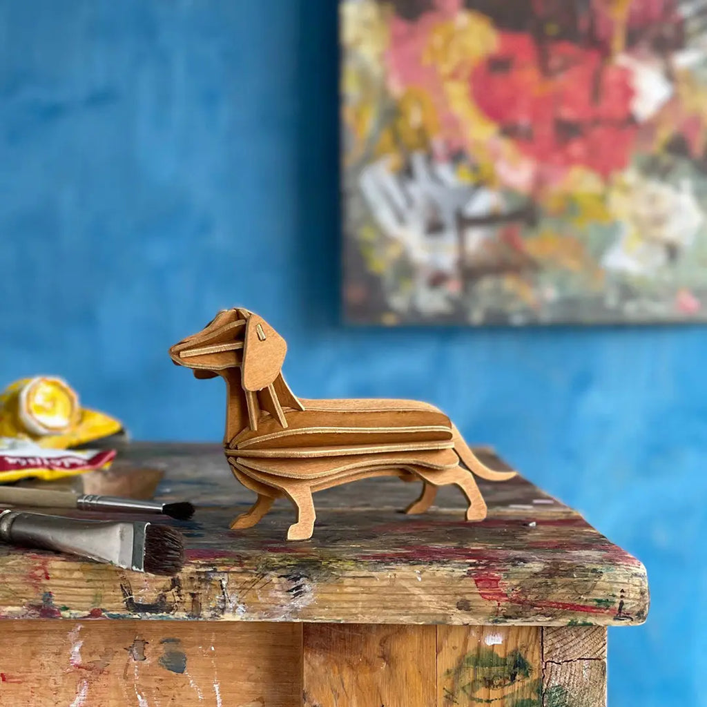 Lovi Dachshund Cinnamon Brown on wood table