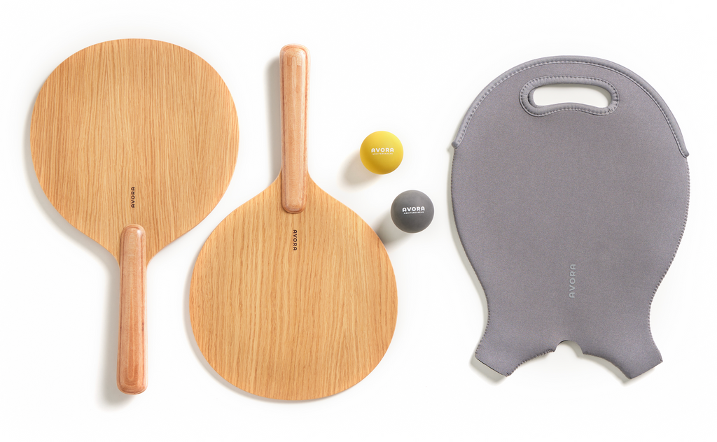 handmade beach paddle ball set