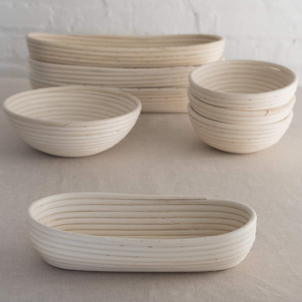 A collection of Rattan Reed Banneton Bread Proofing Baskets