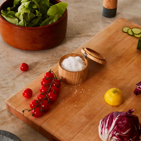 Fruits and vegetables on cutting board