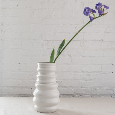 White sculptural ceramic vase, Be Just home accessories