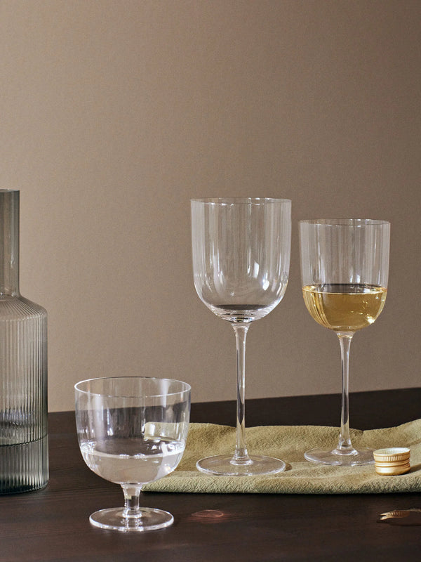 Three hand-blown wine glasses