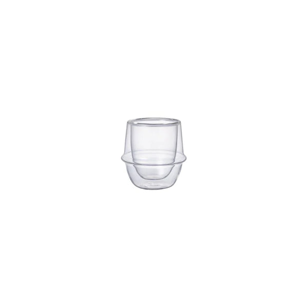 Glass espresso cup on a white background
