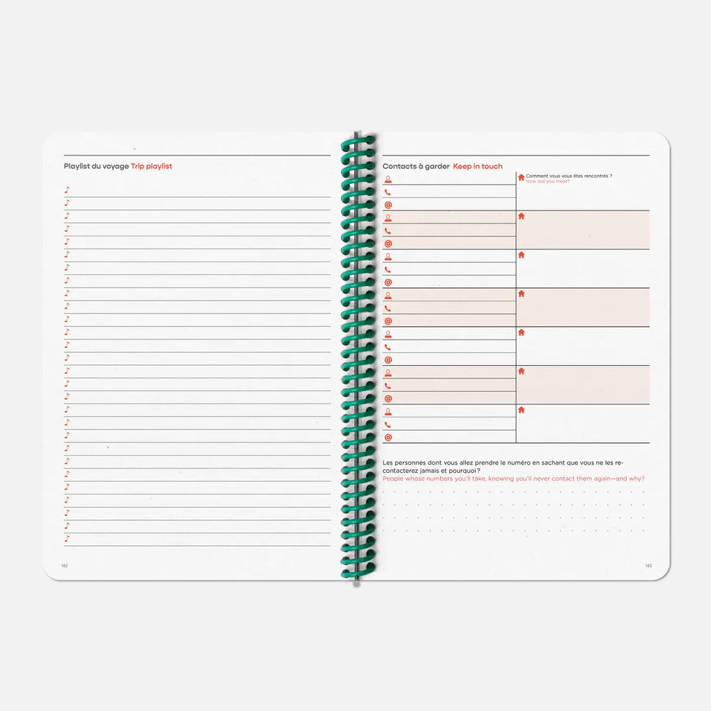 Pilot notebook with green spiral binding on a white background
