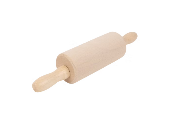 Wooden rolling pin on a white background