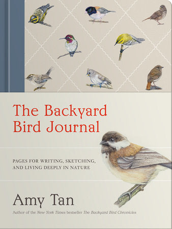 Book cover of 'The Backyard Bird Journal' with bird illustrations and title text.