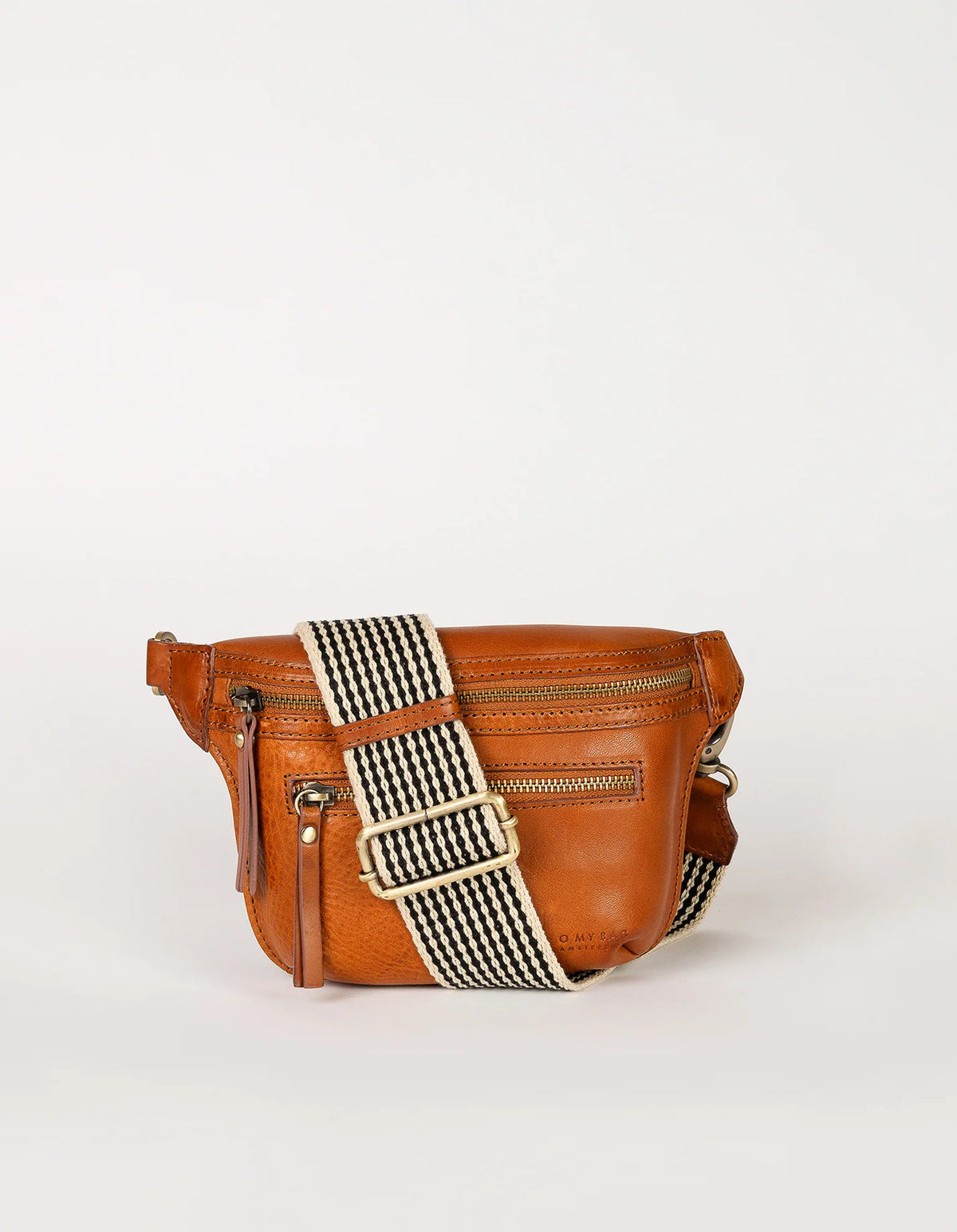 Checkered Webbing Strap - Cognac Classic Leather