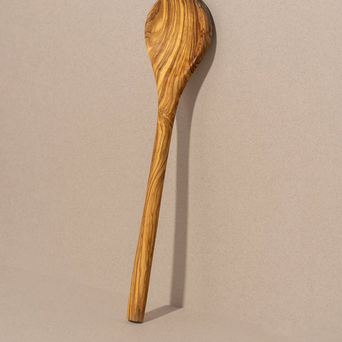 Wooden spoon on a beige background