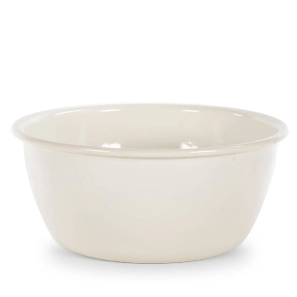 White enamel bowl on a white background