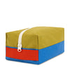 Multicolored fabric box with a zipper on a white background
