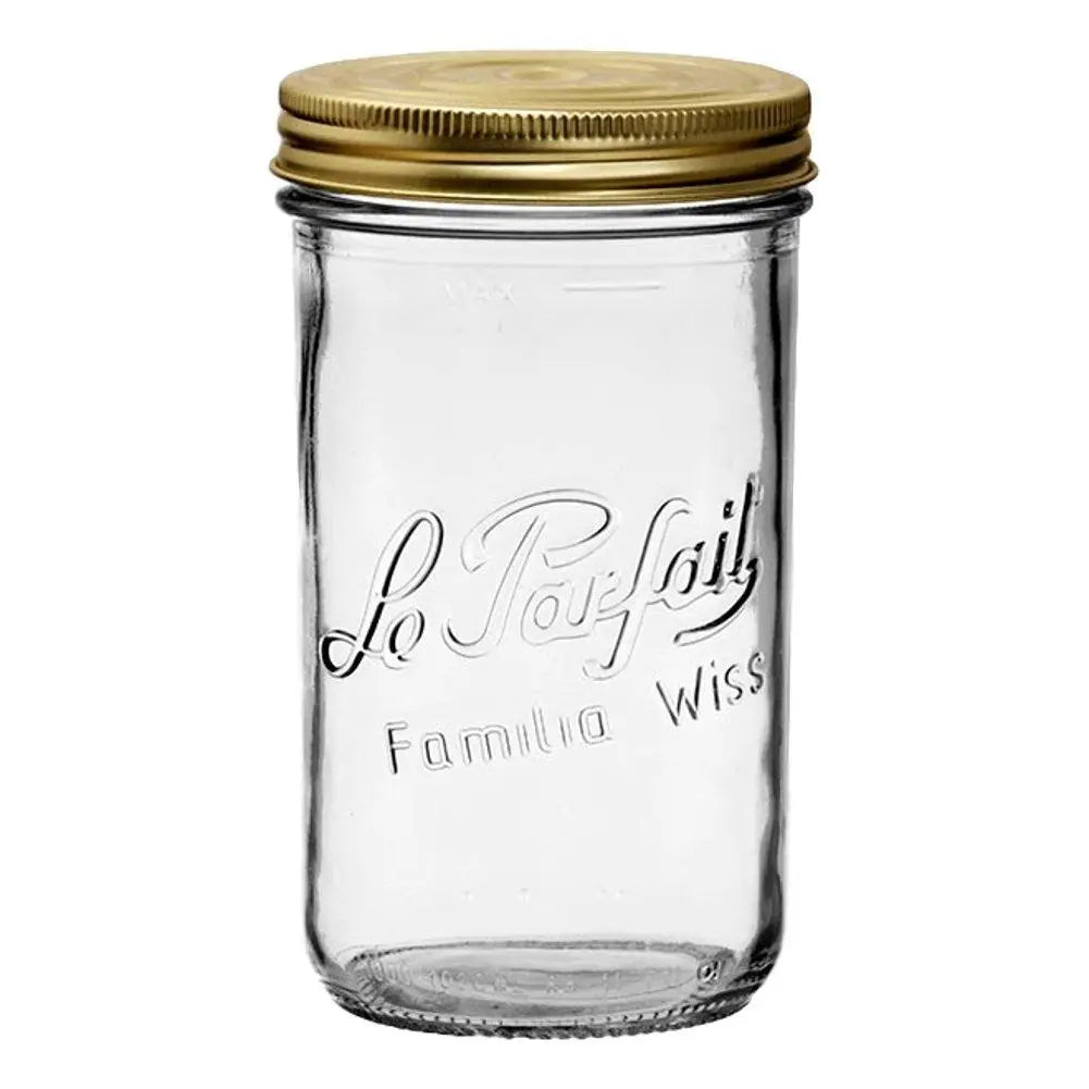 French Glass Canning Mason Jar with Gold Metal Twist Lid French Glass Canning Mason Jar with Gold Metal Twist Lid