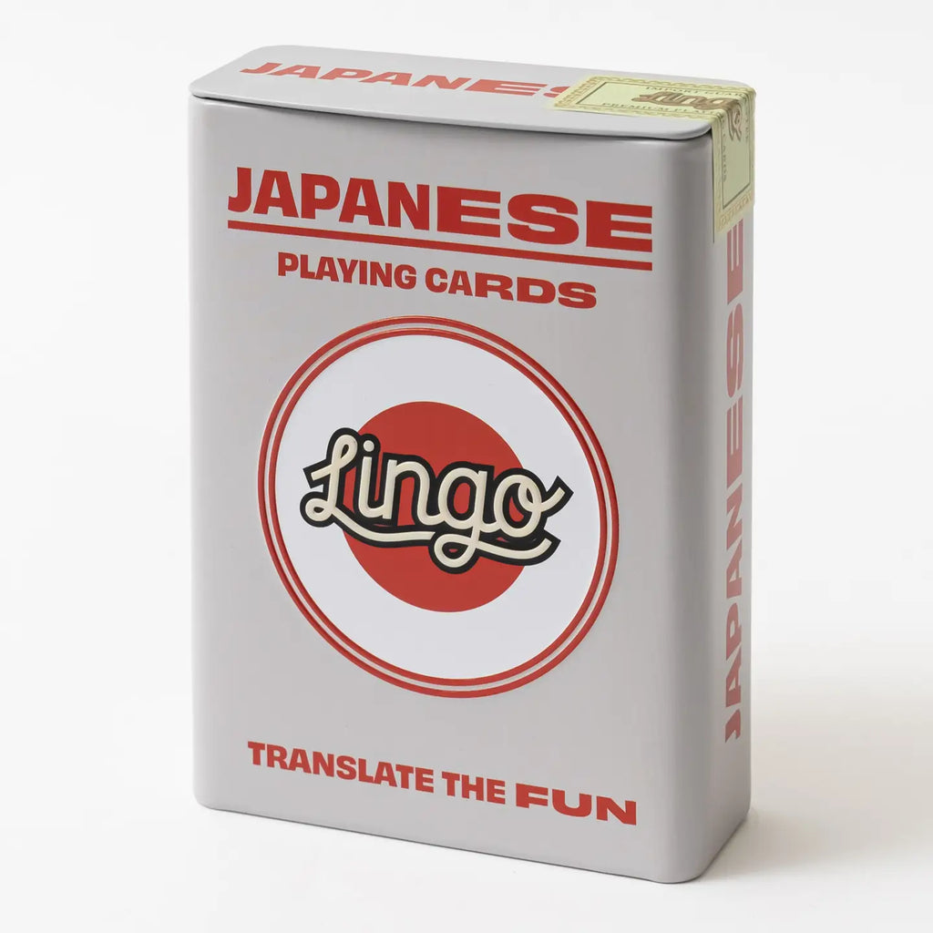 Box of Japanese playing cards with 'Lingo' branding on a white background