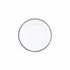 White plate with a black rim on a white background