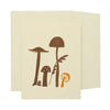 Card with illustrations of mushrooms on a beige background