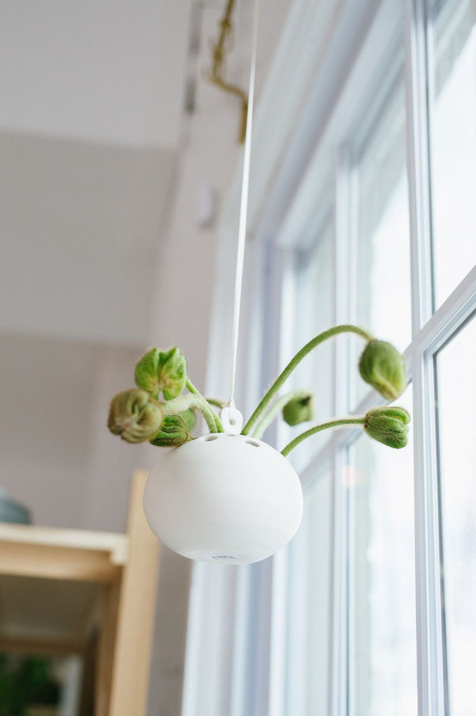 hanging ceramic flower vase - floral frog - the floral society