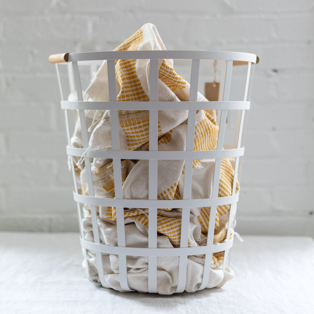 tosca round hamper - round laundry basket - yamazaki 