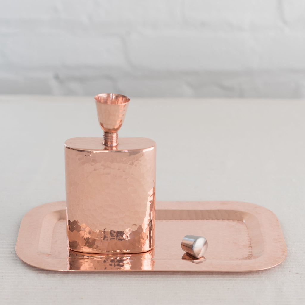 copper flask - hammered metal flask - graduation gift - Sertado copper flask - copper flask made in Mexico