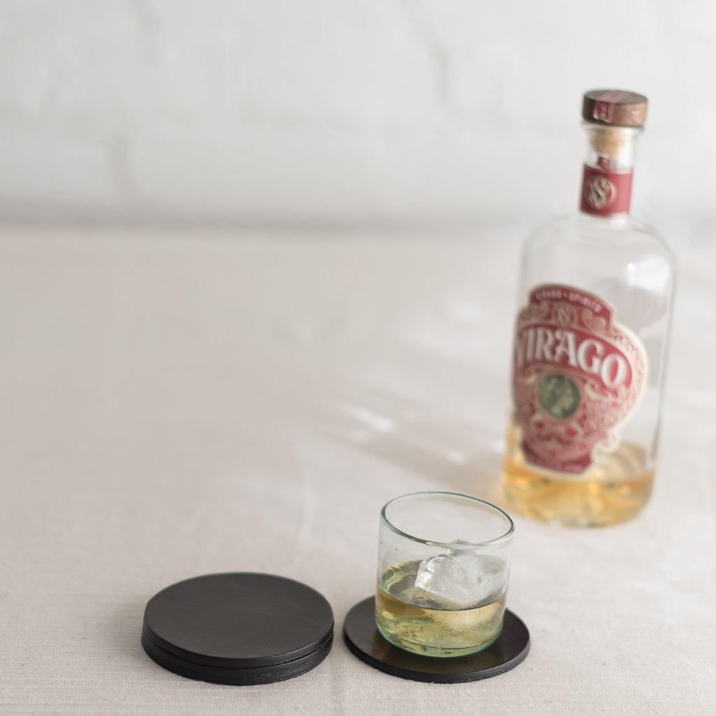 Todder coasters - leather coasters - american made leather coasters - top grain leather coasters -