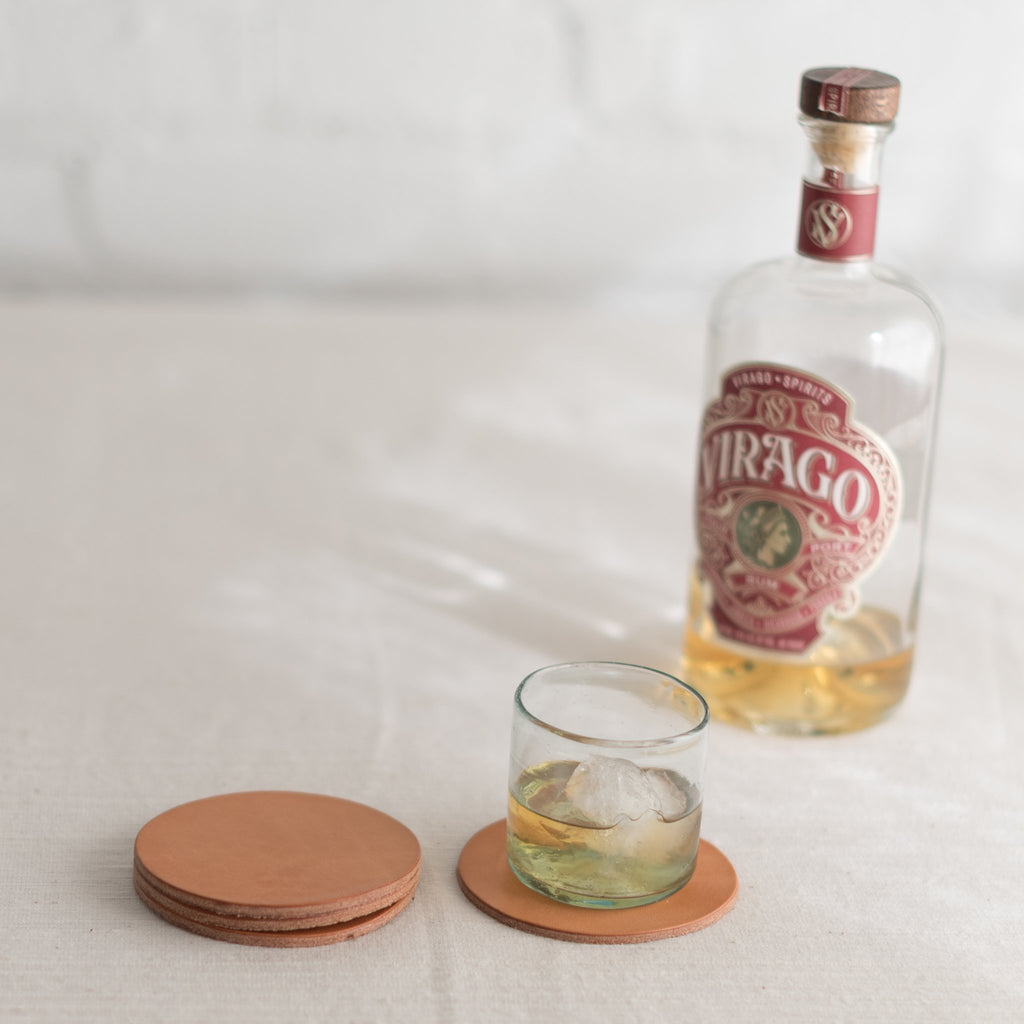 Todder coasters - leather coasters - american made leather coasters - top grain leather coasters -