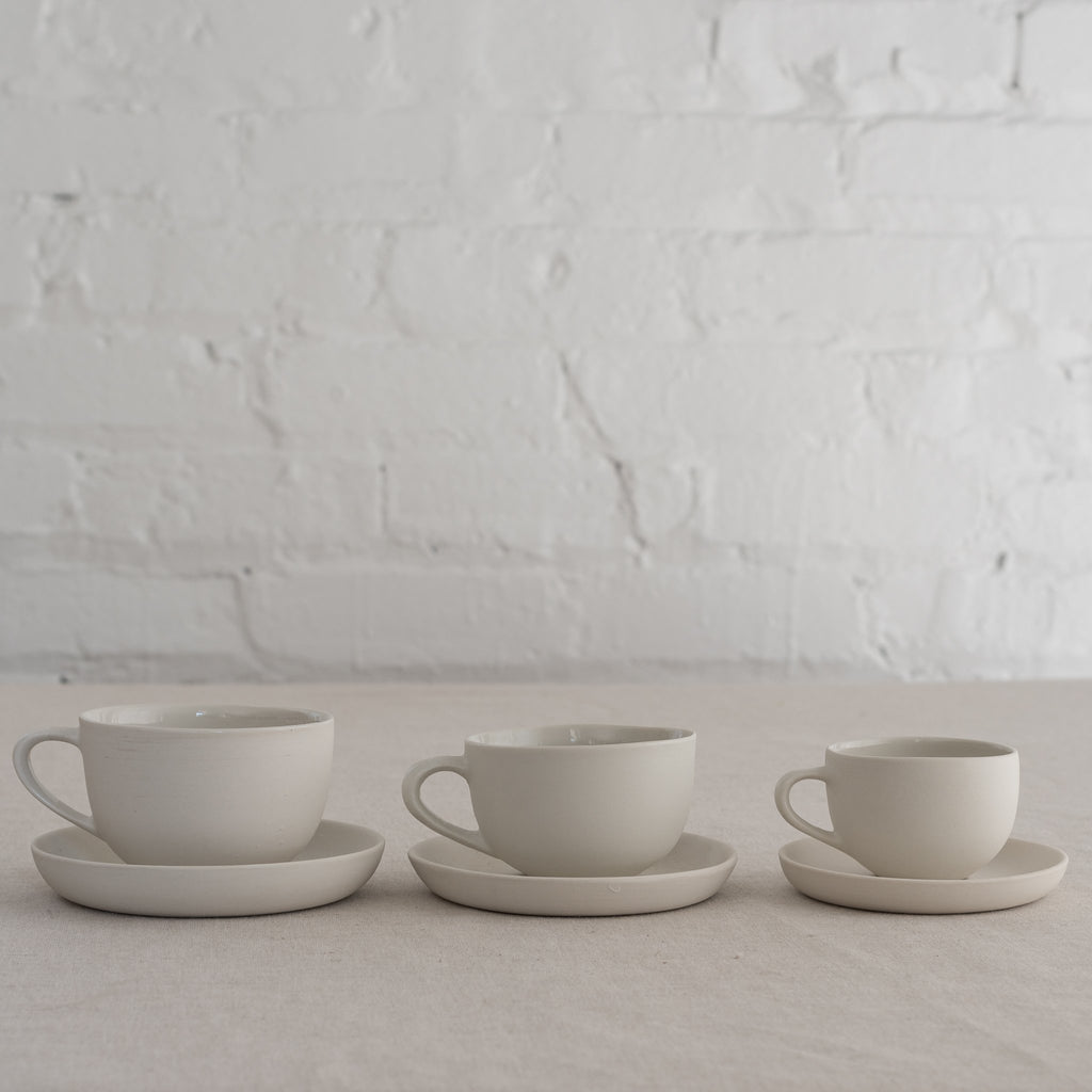 white mud coffee cup and saucer - coffee cup- porcelain mug- porcelain saucer