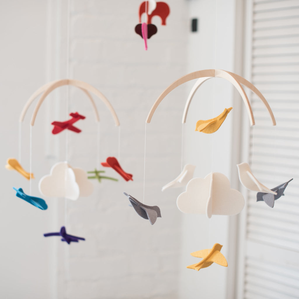 wool - felt - baby mobile - mobile - nursery decor - bird mobile