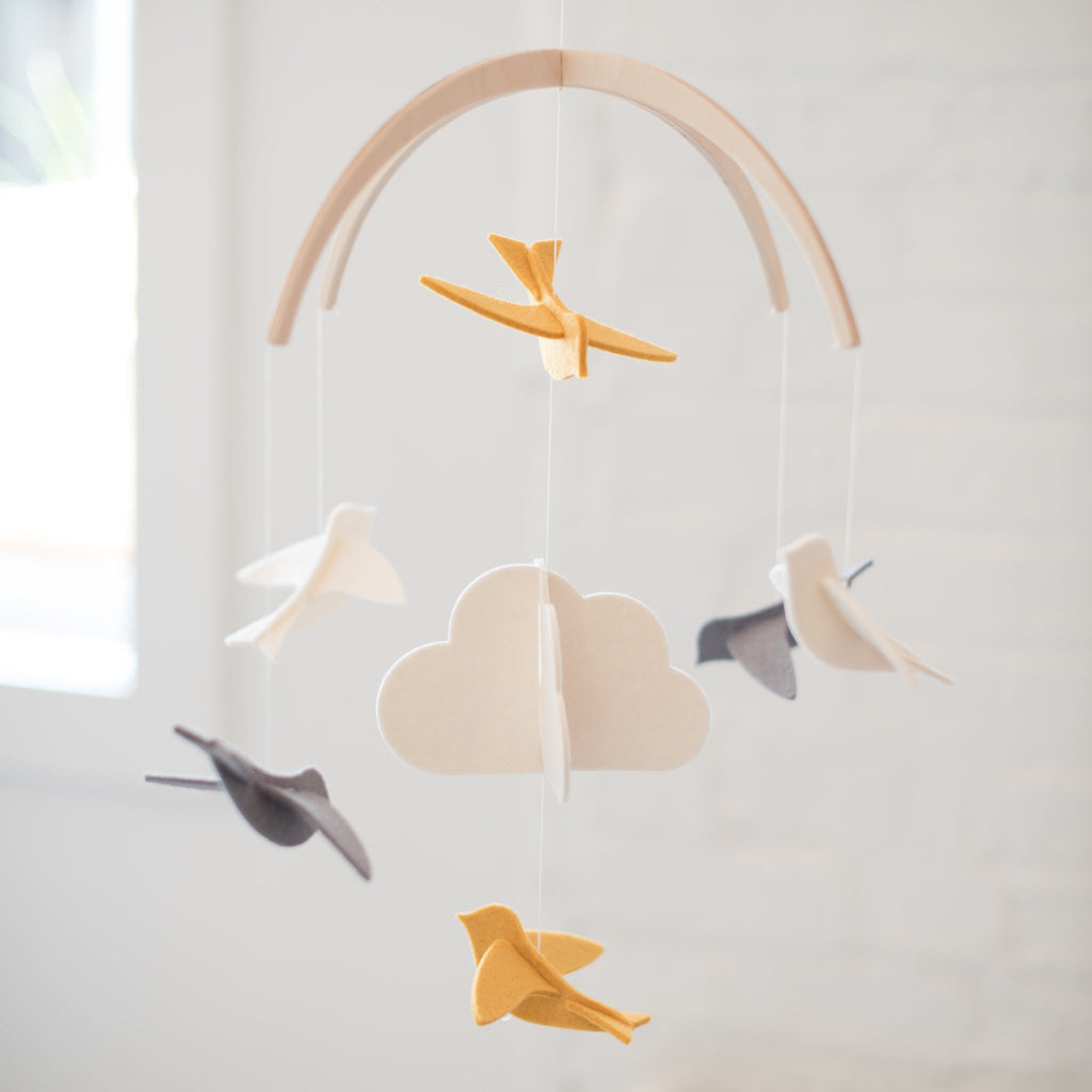 wool - felt - baby mobile - mobile - nursery decor - bird mobile