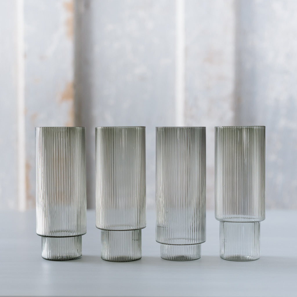 Ripple Tall Glass, Set of Four, Smoke – Be Just