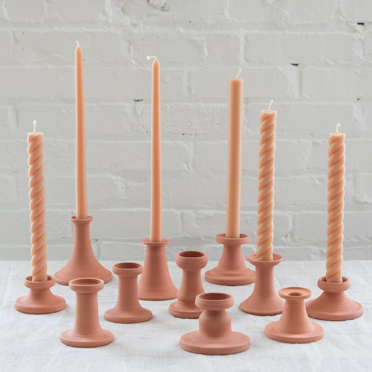 Colorful Clay Taper Candle Holders, Set of 5