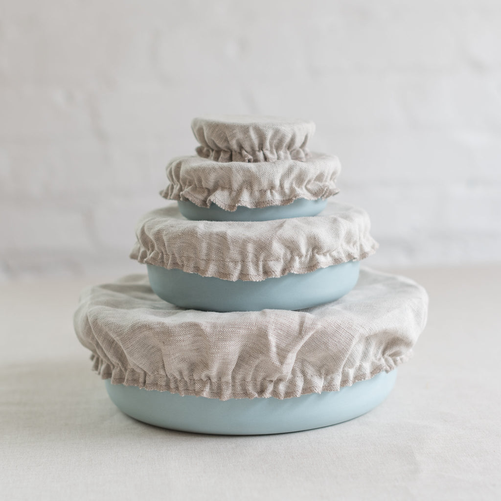 linen bowl cover- 4 pack linen bowl cover - elastic bowl cover - multi pack linen bowl cover - 