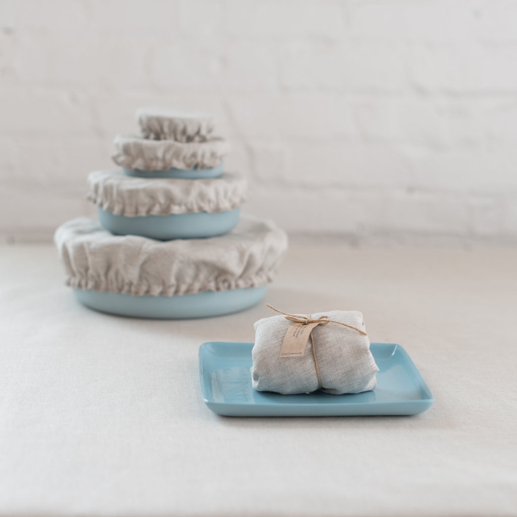 linen bowl cover- 4 pack linen bowl cover - elastic bowl cover - multi pack linen bowl cover - 