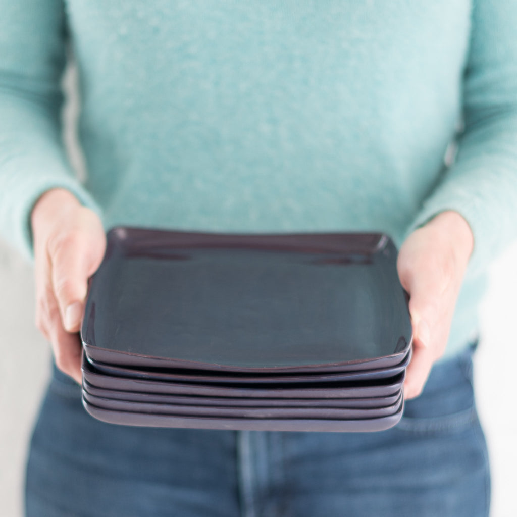 mud square platter - mud platter - mud dish - duck egg - plum - milk - pink - breakfast plate - mud- mud australia