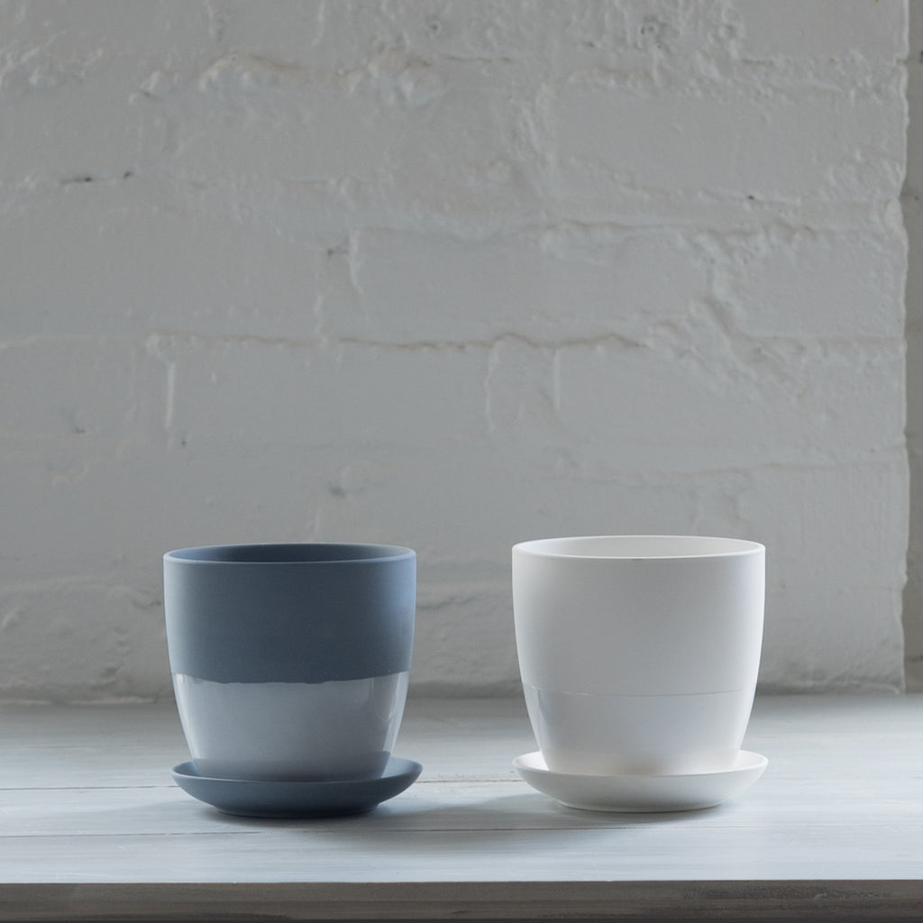 minimal planter - chive planter - grey blue planter - modern planter 