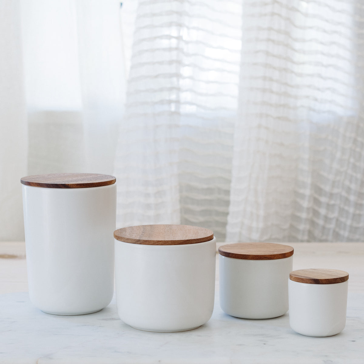 Enamel Storage Containers with Acacia Wood Lids