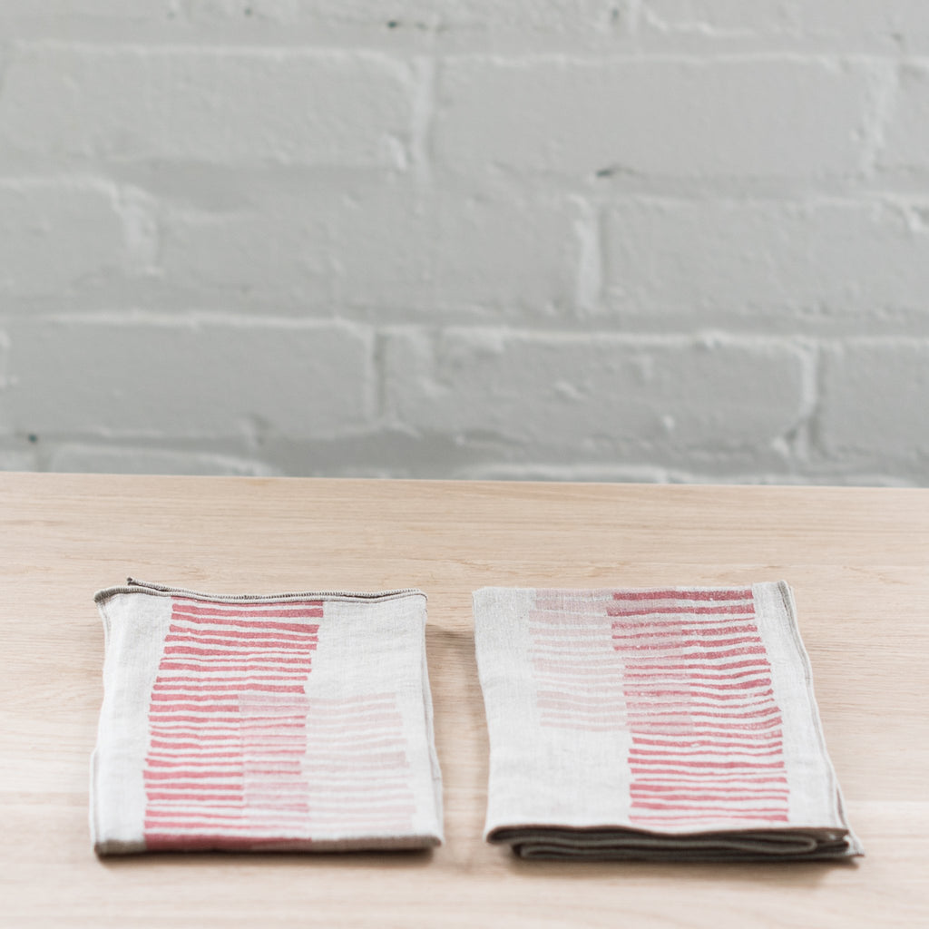 block printed linen napkin - linen napkin - willow ship 